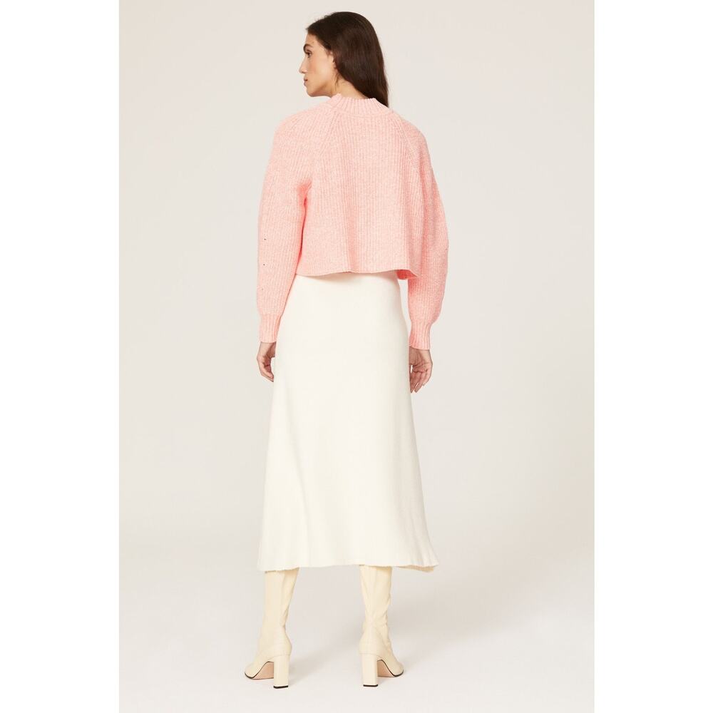 Club Monaco Pink Ribbed Knit Boxy Mock Neck Long Sleeve Pullover Sweater - Picture 4 of 16